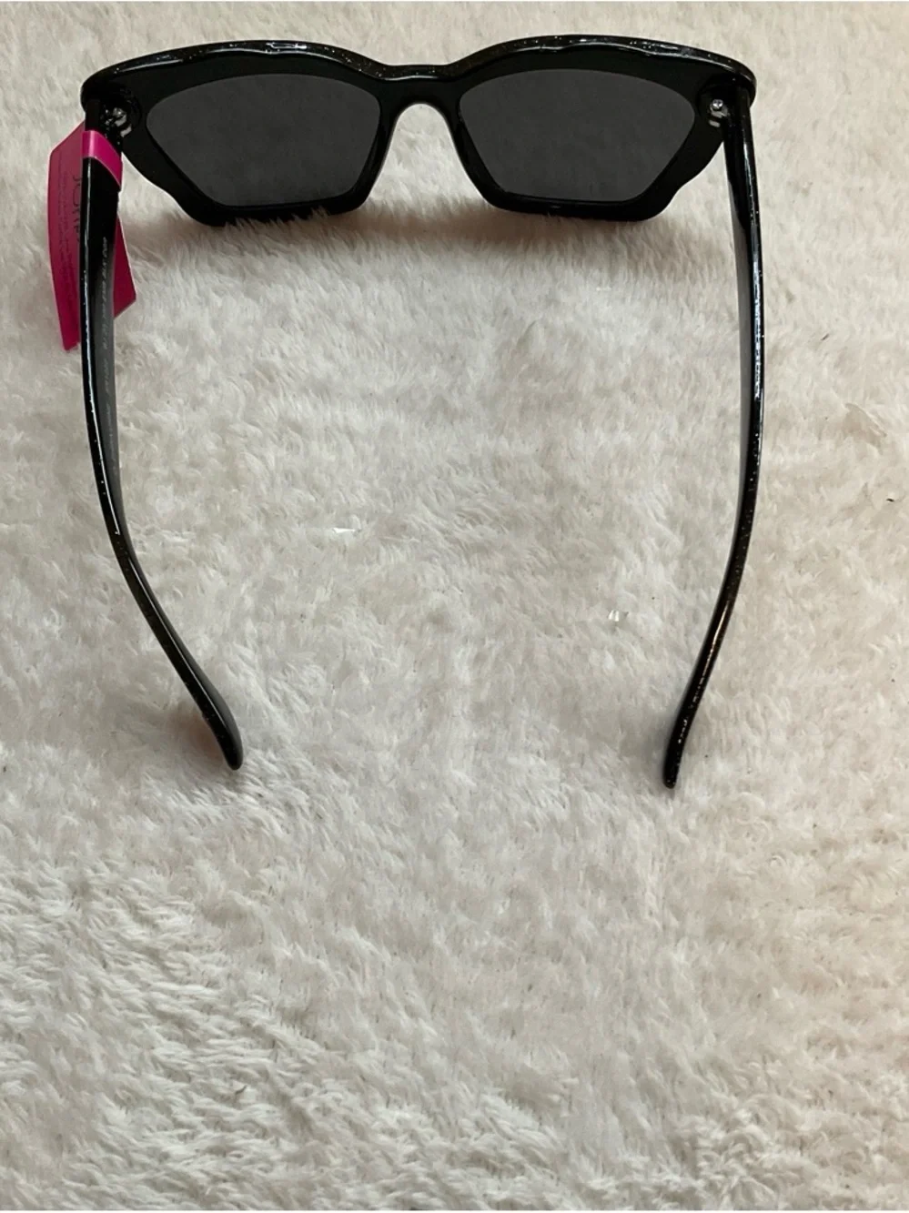 Betsey Johnson Black Cat-Eye Sunglasses with Pink Heart Accents